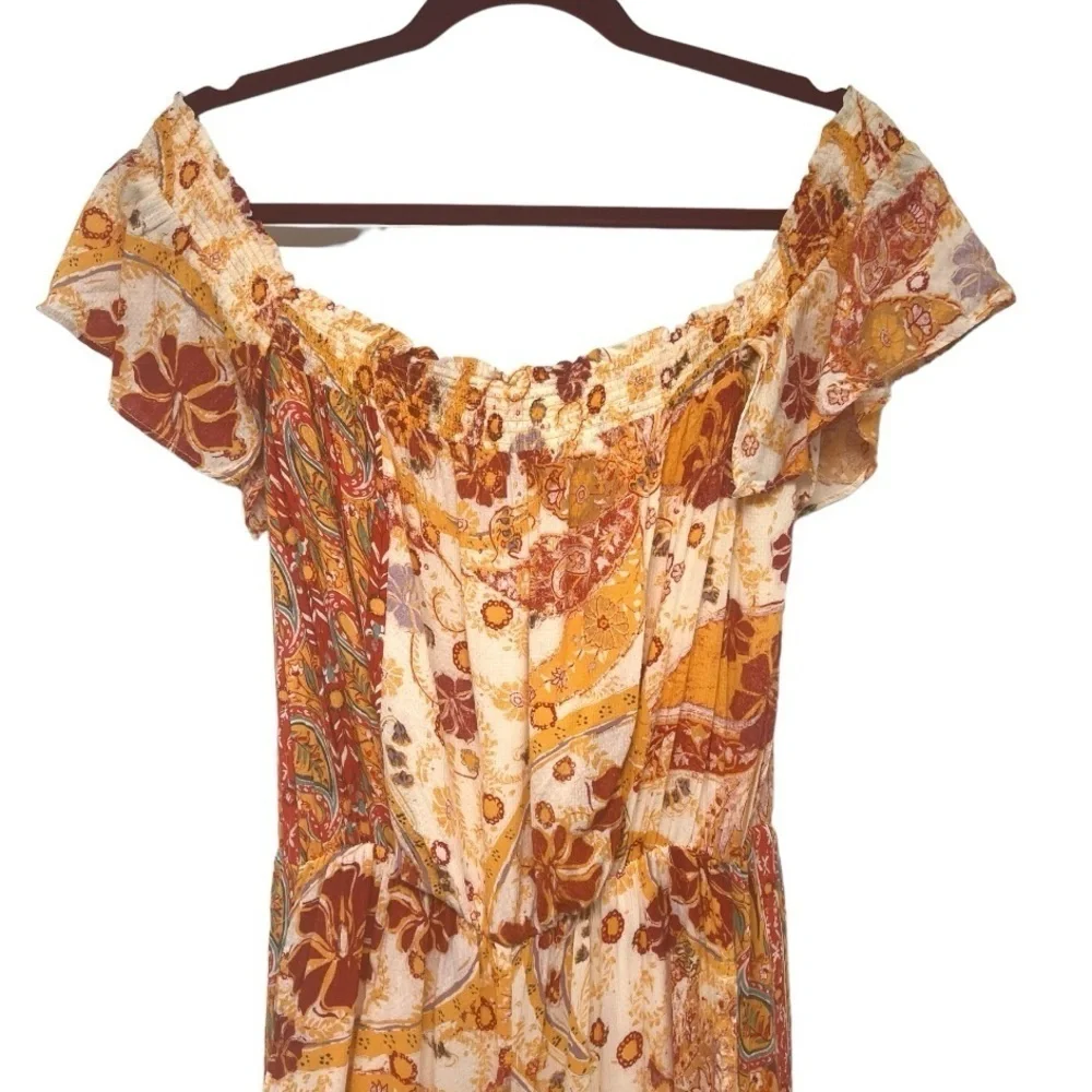 Free People Carmen Printed Off The Shoulder Wide Leg Jumpsuit Women’s Small